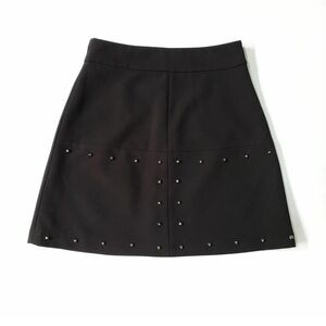 Zara Black Studded Mini Skirt Silver Studs Edgy Punk Going Out